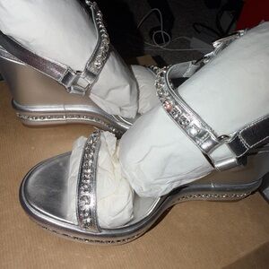 Christian Louboutin Metallic Silver Wedges